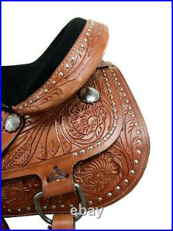 Handmade Western Barrel Horse Saddle Racing Pleasure 15 16 17 18 Leather Tack