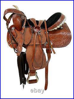 Handmade Western Barrel Racing Saddle 15 16 17 Pleasure Tooled Leather Tack Set