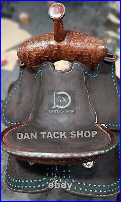 Handmade Wooden Tree Western Horse Leather Saddle Free Shipping with Tack Set