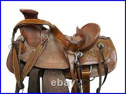 Hard Seat Western Saddle Wade Ranch Roping Pleasure Brown Leather Tack 16 17 18