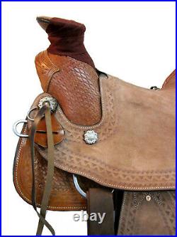 Hard Seat Western Saddle Wade Ranch Roping Pleasure Brown Leather Tack 16 17 18