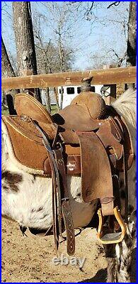 Heart Of Texas Ranch Roper Saddle Leather Rough Out Western Horse Tack 14.5