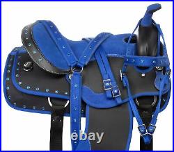 Horse Saddle Western Pleasure Trail Barrel Cordura Blue Tack Set 14 15 16