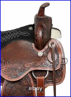 Horse Saddle Western Pleasure Trail Barrel Pro Leather Antique Tack Set 16 17 18