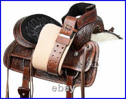 Horse Saddle Western Pleasure Trail Barrel Pro Leather Antique Tack Set 16 17 18