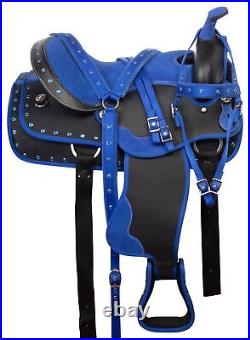 Horse Saddle Western Trail Barrel Cordura Synthetic Blue Tack Set 16 17 18