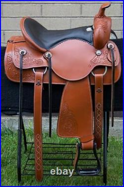 Horse Saddle Western Trail Riding Barrel Ranch Work Leather Tack Set 15 16 17 18