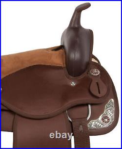 Horse Saddle Western Trail Texas Star Silver Cordura Synthetic Tack 16 17