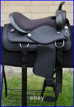 Horse Saddle Western Used Trail Barrel Racing Synthetic Tack Set Seat Size 16