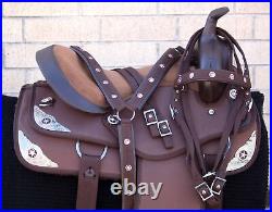 Horse Saddle Western Used Trail Barrel Synthetic Comfy Brown Tack 14 15 16 17 18