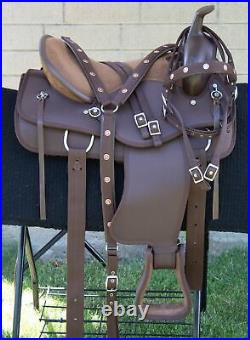 Horse Saddle Western Used Trail Brown Cordura Synthetic Tack Set 15 16 17