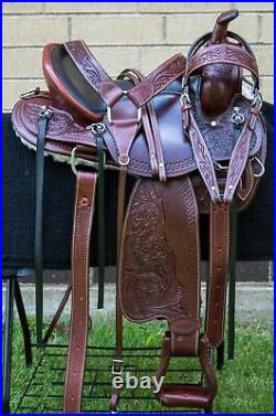Horse Saddle Western Used Trail Endurance Floral Tooled Leather Tack Set 16