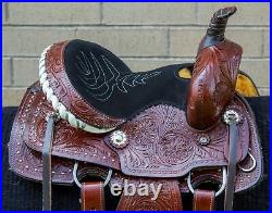 Horse Saddle Western Used Trail Roping Tooled Custom Leather Tack Set 12 13