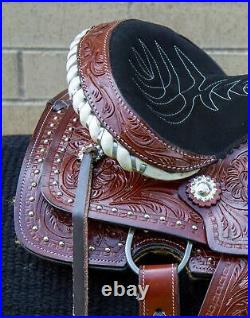 Horse Saddle Western Used Trail Roping Tooled Custom Leather Tack Set 12 13