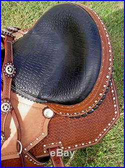 Horse Western Barrel Show Pleasure LEATHER SADDLE Bridle 50110