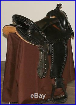 Imus 4-Beat Western Trail Saddle Amish Made 16 Black Leather with Standard Tree