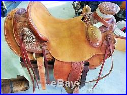 JC Martin WY Custom Wade Roping Ranch Horse Saddle Roughout with Bucking Rolls