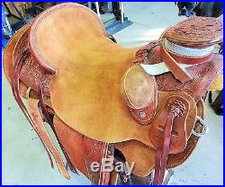 JC Martin WY Custom Wade Roping Ranch Horse Saddle Roughout with Bucking Rolls