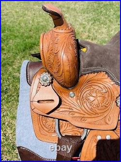 Kids 8 Miniature Western Leather Horse Show Saddle With Silver Accents