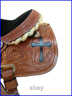 Leather Western Horse Youth Kids Western Pony Saddle Cross Painted Tack Floral