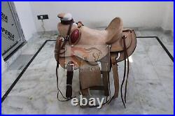 Leather western wade saddle tooled carved leather horse tack With Bucking Roll