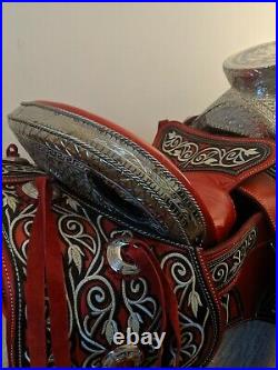 Mexican Charro Horse Saddle Leather Silla de Montar Fuste Embroidered