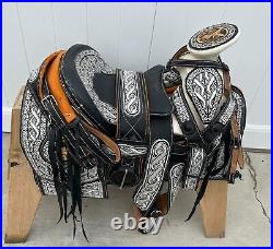 Mexican charro saddle, Montura bordada para caballo, Embroidered Horse Saddle