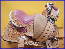 NEW! 10 Youth Leather Western Saddle Pink Alligator Seat Pony