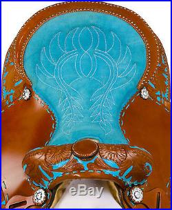 NEW 14 15 16 TURQUOISE WESTERN HORSE SADDLE BARREL RACER TRAIL SHOW LEATHER TACK