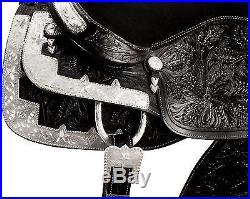 New 16 17 18 Black Western Show Horse Saddle Leather Silver Parade Trail Tack