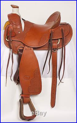 New 16 Billy Cook Chestnut Tooled Leather Western Roper Ranch Work Horse Saddle