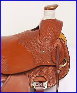 New 16 Billy Cook Chestnut Tooled Leather Western Roper Ranch Work Horse Saddle