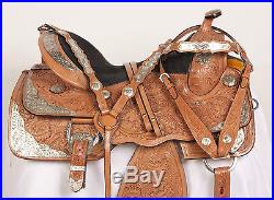 New 16 Custom Pro Western Pleasure Show Horse Silver Leather Saddle Tack Set