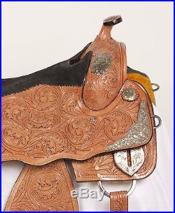 New 16 Custom Pro Western Pleasure Show Horse Silver Leather Saddle Tack Set