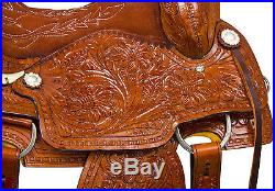 NEW 16 PLEASURE TRAIL SADDLE TACK LEATHER HORSE WESTERN TOOLED HEADSTALL REINS