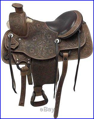 NEW BIG HORN 16 LEATHER WESTERN SADDLE WADE ROPING PLEASURE RANCH SADDLE