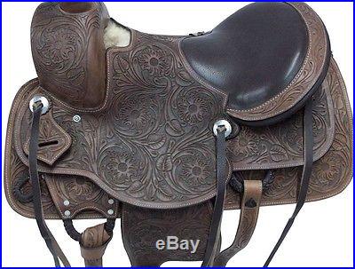 NEW BIG HORN 16 LEATHER WESTERN SADDLE WADE ROPING PLEASURE RANCH SADDLE