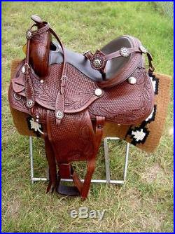 New Leather Western Endurance Trail Pleasure Leather Horse Saddle With Girth