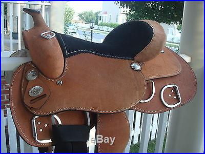 NEW WESTERN 16 TRAINING SADDLE ALL ROUGH OUT LEATHER AND FREE TACK