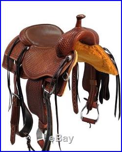 NEW WESTERN LEATHER BARREL RACING TRAIL PLEASURE SHOW HORSE SADDLE WITH TACK SET