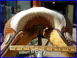 NICE USED TOOLED WithRAWHIDE TRIM, BILLY COOK WESTERN SADDLE 14 SEAT