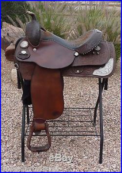 NO RESERVE! Circle Y Cutting Reining Trail Saddle 15 BLUE STONES