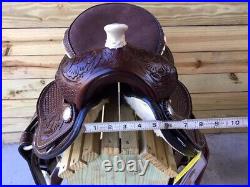 New 12 Tooled Leather Western Youth Saddle Round Skirt Rawhide Laced Cantle 286