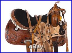 New 14 15 16 Western Horse Barrel Racer Leather Pleasure Trail Show Saddle