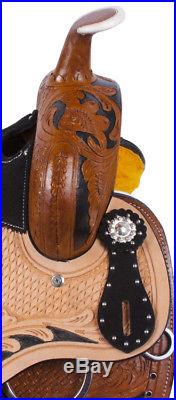 New 14 15 16 Western Horse Barrel Racer Leather Pleasure Trail Show Saddle