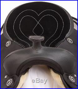 New 14 16 17 18 Silver Black Western Pleasure Trail Horse Saddle Tack Synthetic