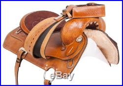 New 16 17 18 Ranch Work Tooled Western Leather Horse Saddle Tack Set