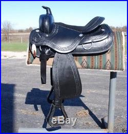 New 16 BLACK draft horse western saddle 10 gullet by Frontier -THE BEST
