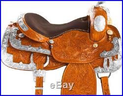 New 16 Western Show Horse Leather Saddle Tack Set Pleasure Trail Tan Parade