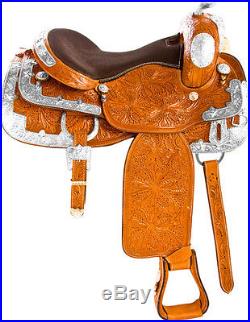 New 16 Western Show Horse Leather Saddle Tack Set Pleasure Trail Tan Parade